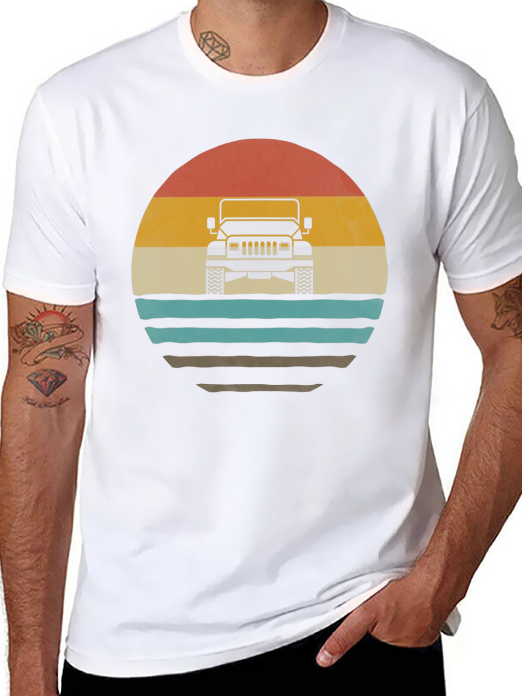 Retro Sunset Jeep T-Shirt - Classic Off-Road Style