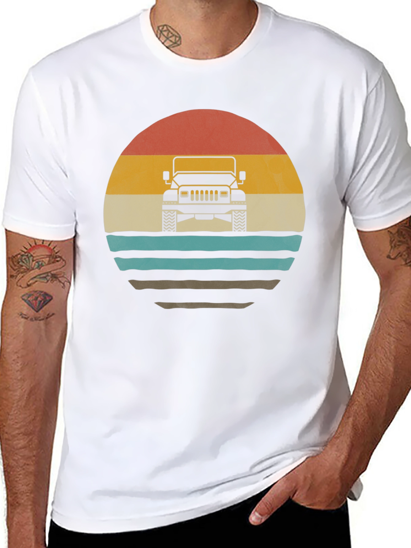 Retro Sunset Jeep T-Shirt - Classic Off-Road Style