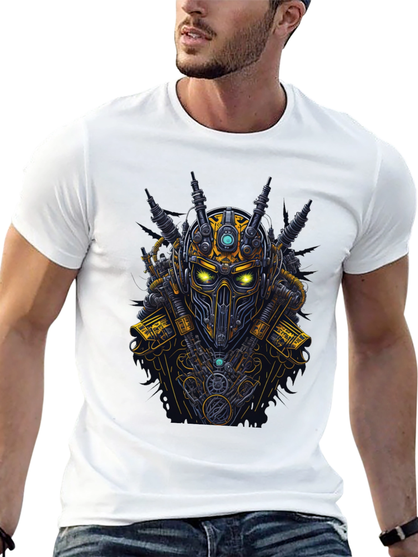 Steampunk Robot Graphic Tee - Black
