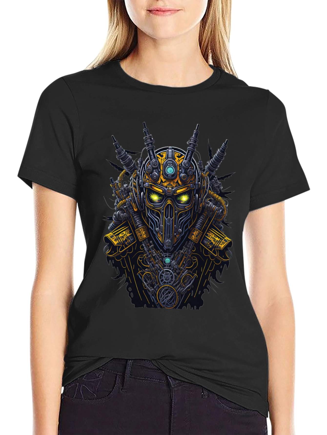 Steampunk Robot Graphic Tee - Black