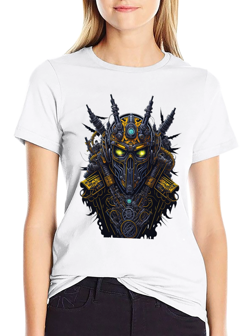 Steampunk Robot Graphic Tee - Black