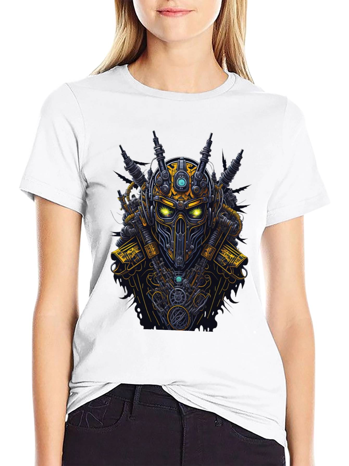 Steampunk Robot Graphic Tee - Black