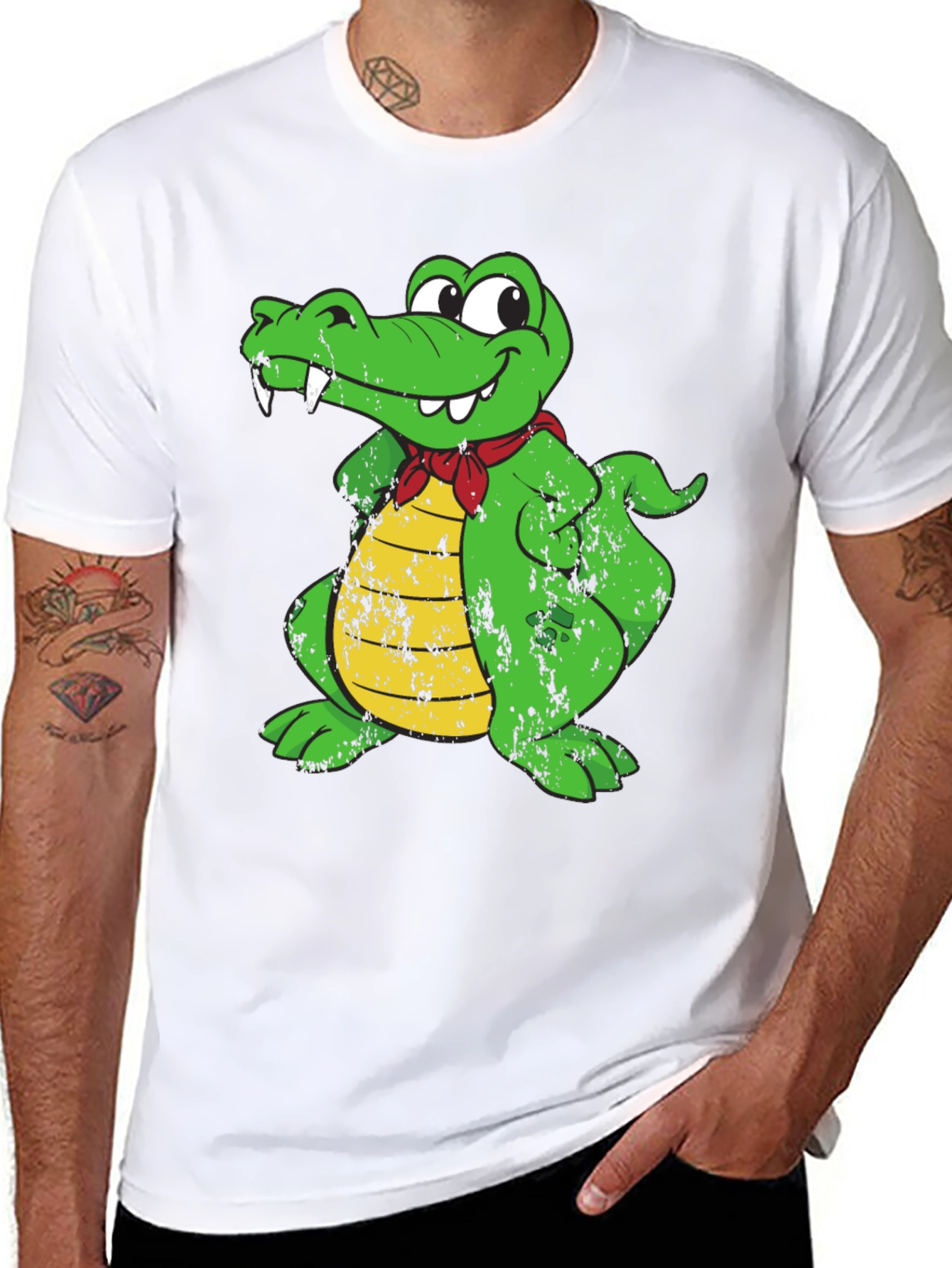 Funny Crocodile Cartoon Graphic Print T-Shirt