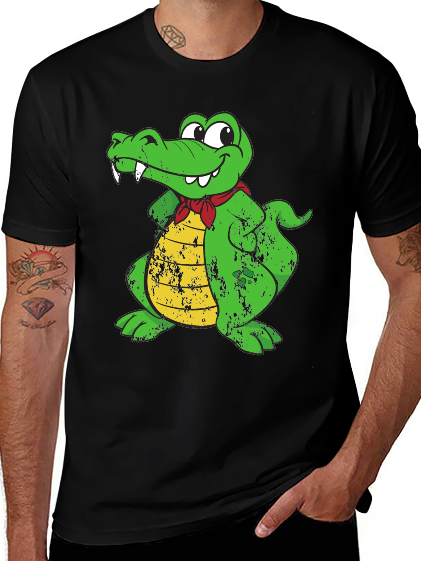 Funny Crocodile Cartoon Graphic Print T-Shirt