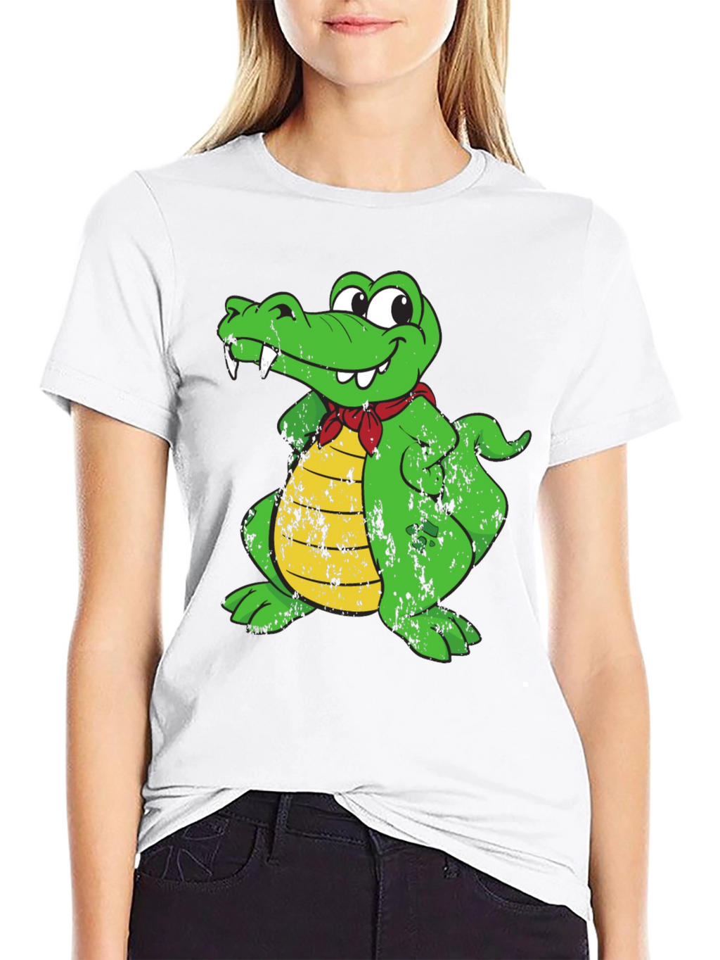 Funny Crocodile Cartoon Graphic Print T-Shirt