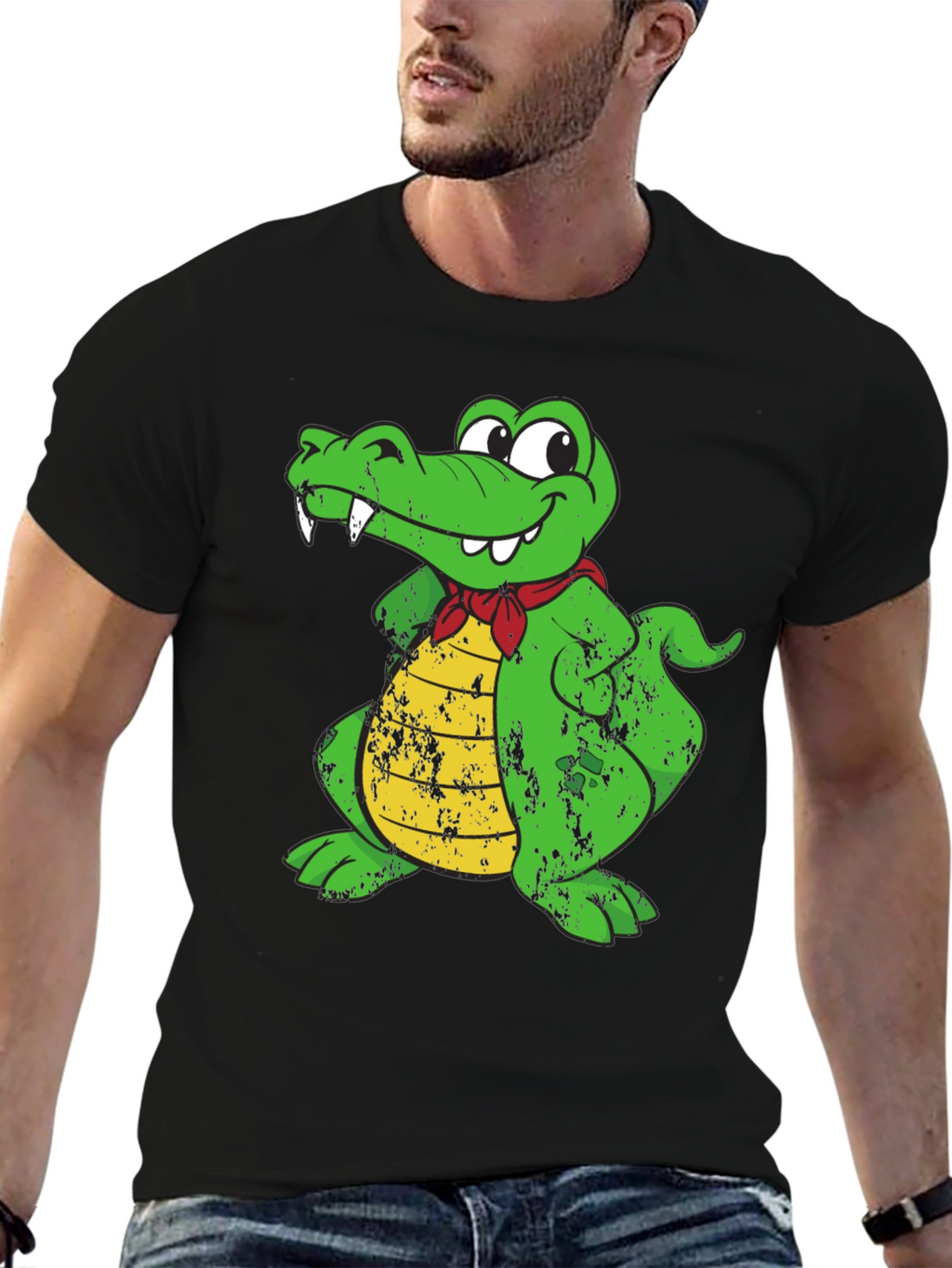 Funny Crocodile Cartoon Graphic Print T-Shirt