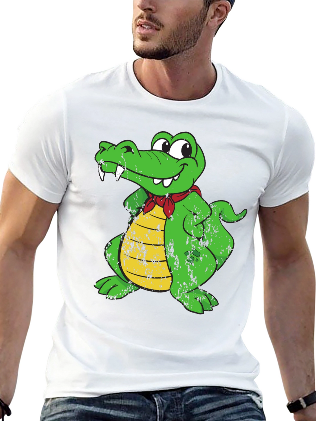 Funny Crocodile Cartoon Graphic Print T-Shirt