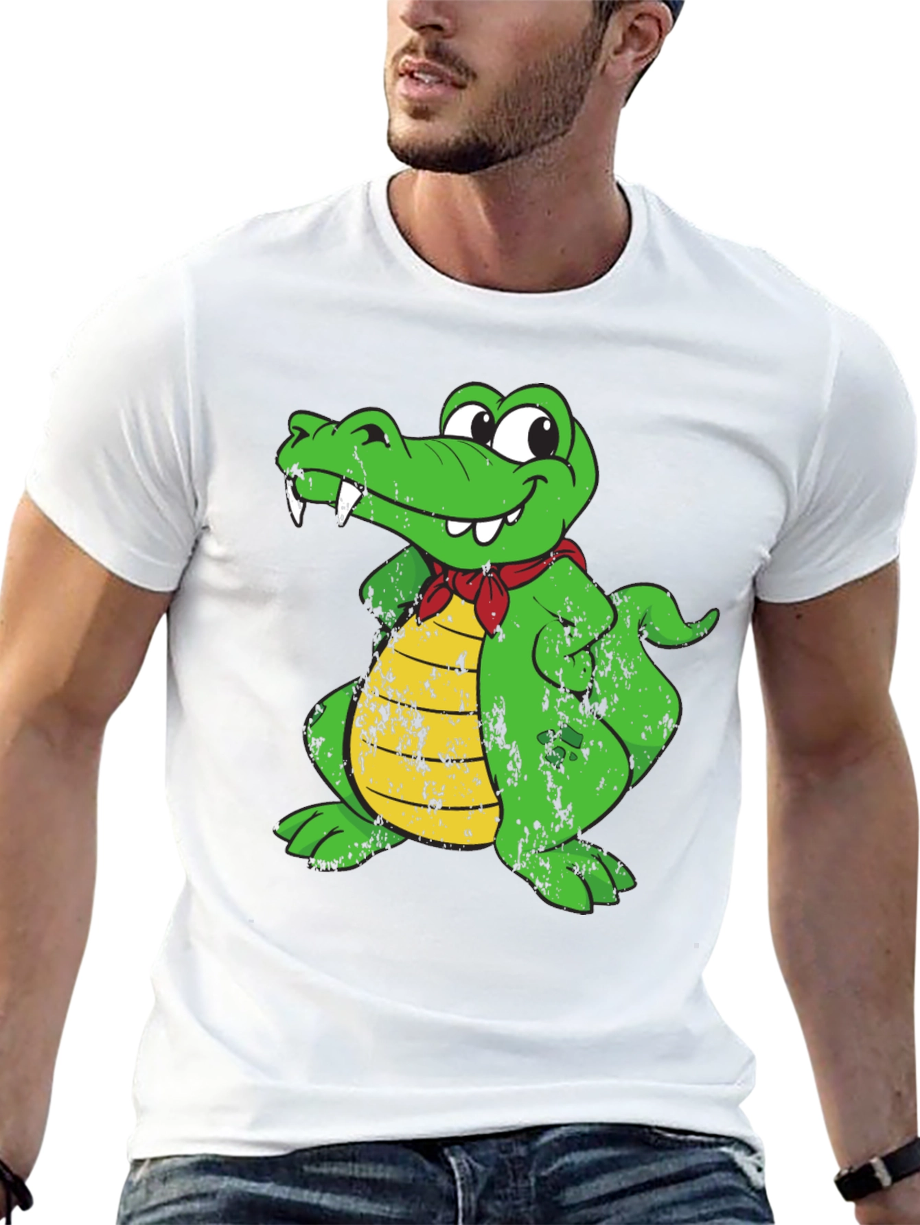 Funny Crocodile Cartoon Graphic Print T-Shirt