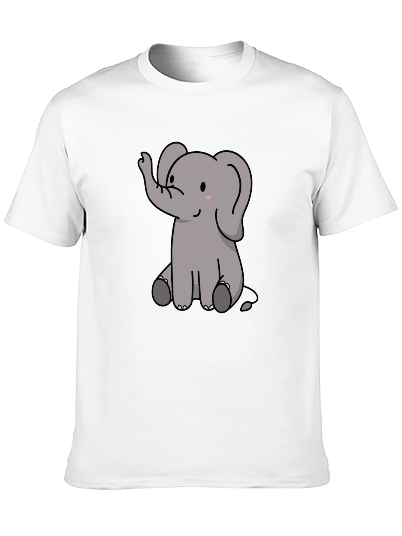 Cute Elephant Graphic Print Black T-Shirt