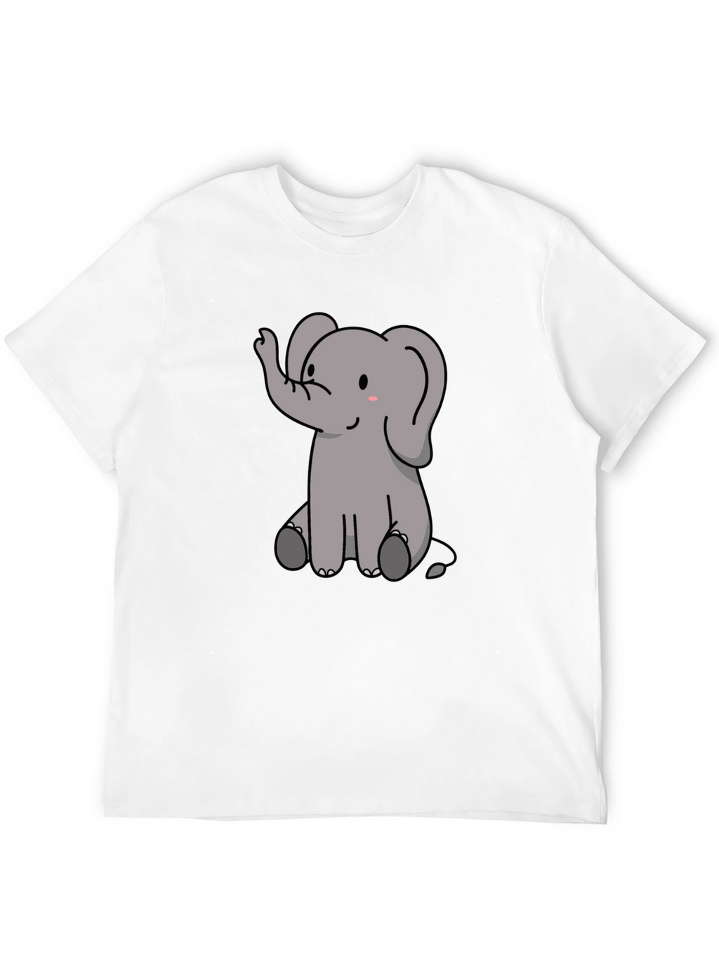 Cute Elephant Graphic Print Black T-Shirt