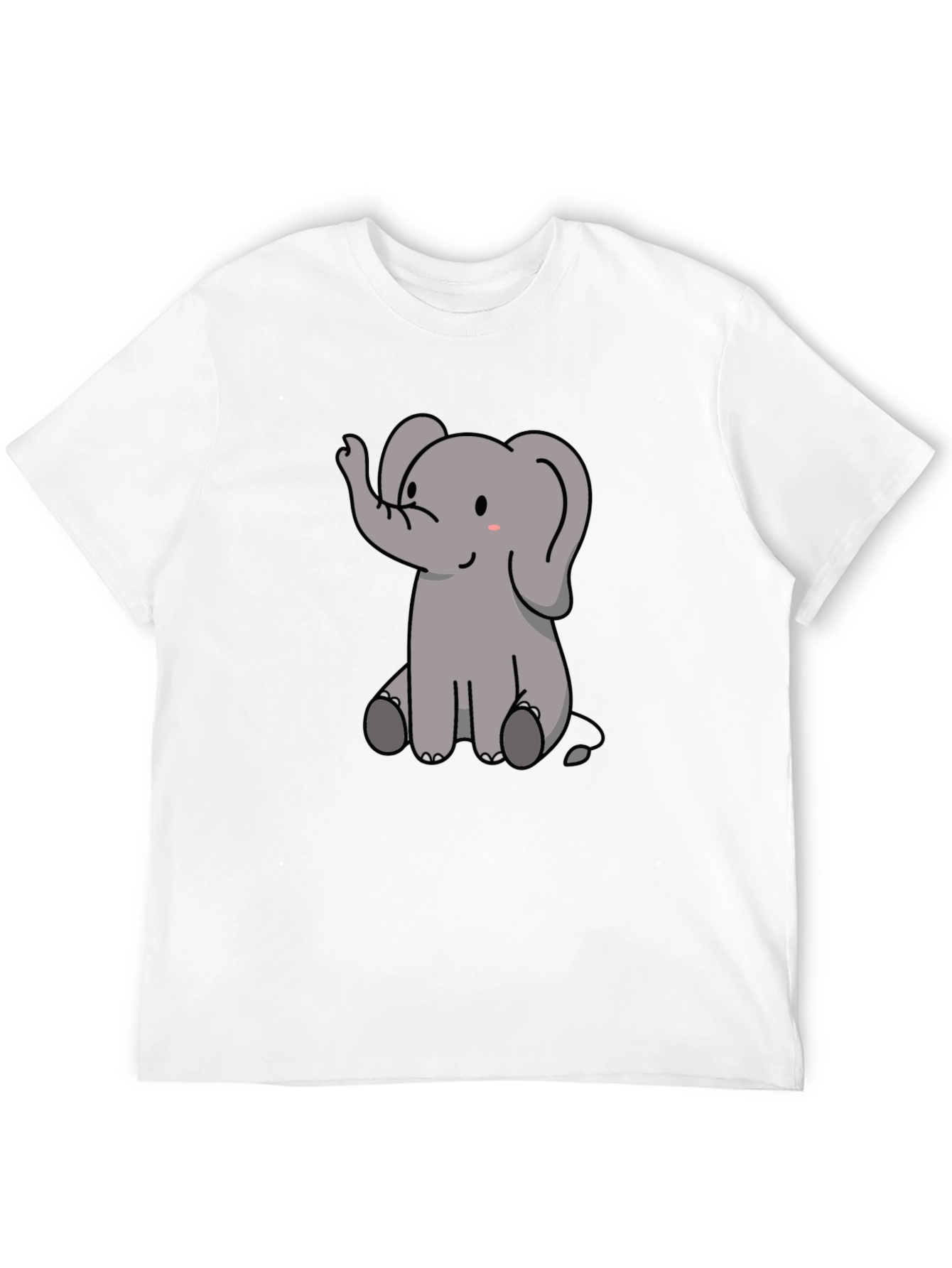 Cute Elephant Graphic Print Black T-Shirt