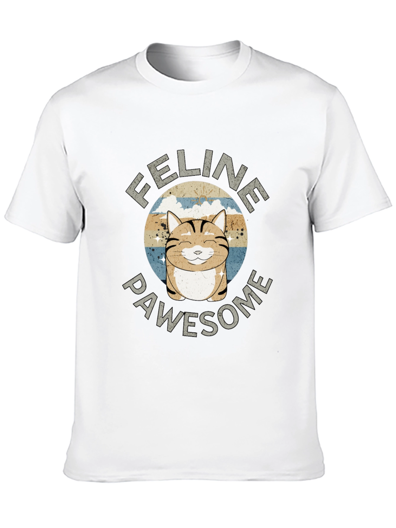 Feline Pawsome Cat Graphic Black T-Shirt