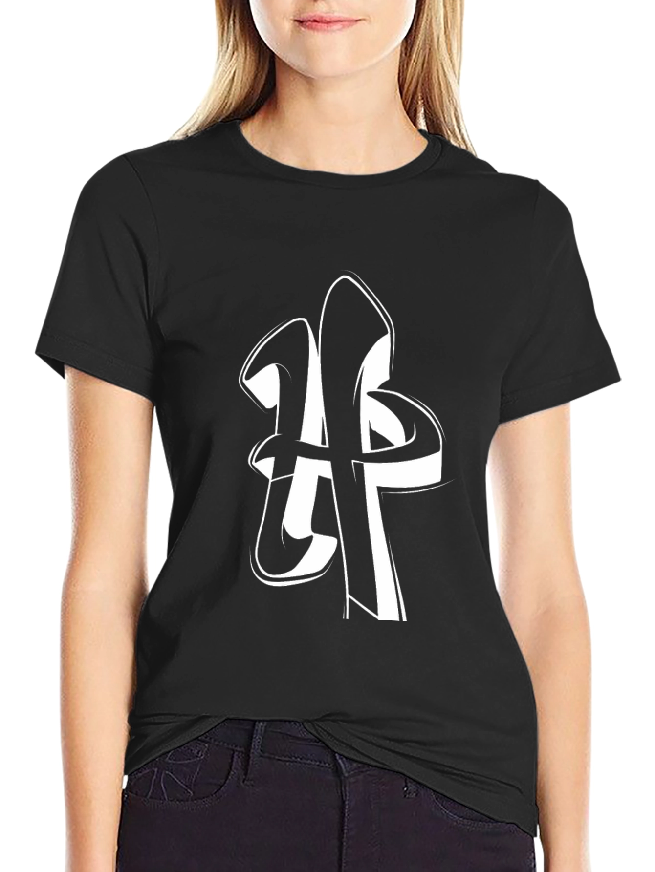 Modern Black T-Shirt with Abstract Graphic