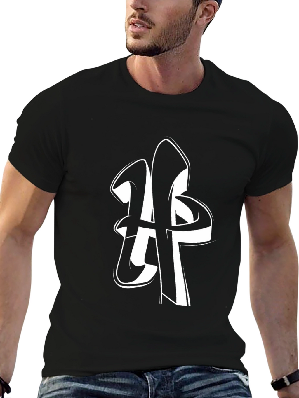Modern Black T-Shirt with Abstract Graphic