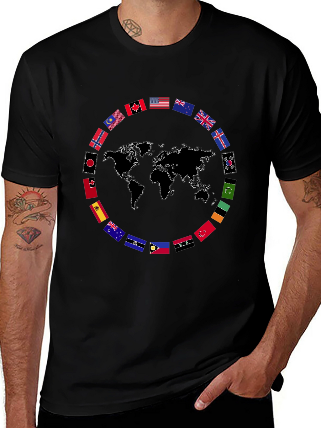 World Flags Graphic T-Shirt