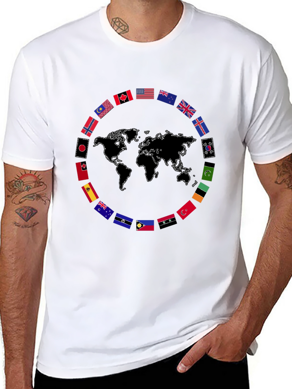 World Flags Graphic T-Shirt
