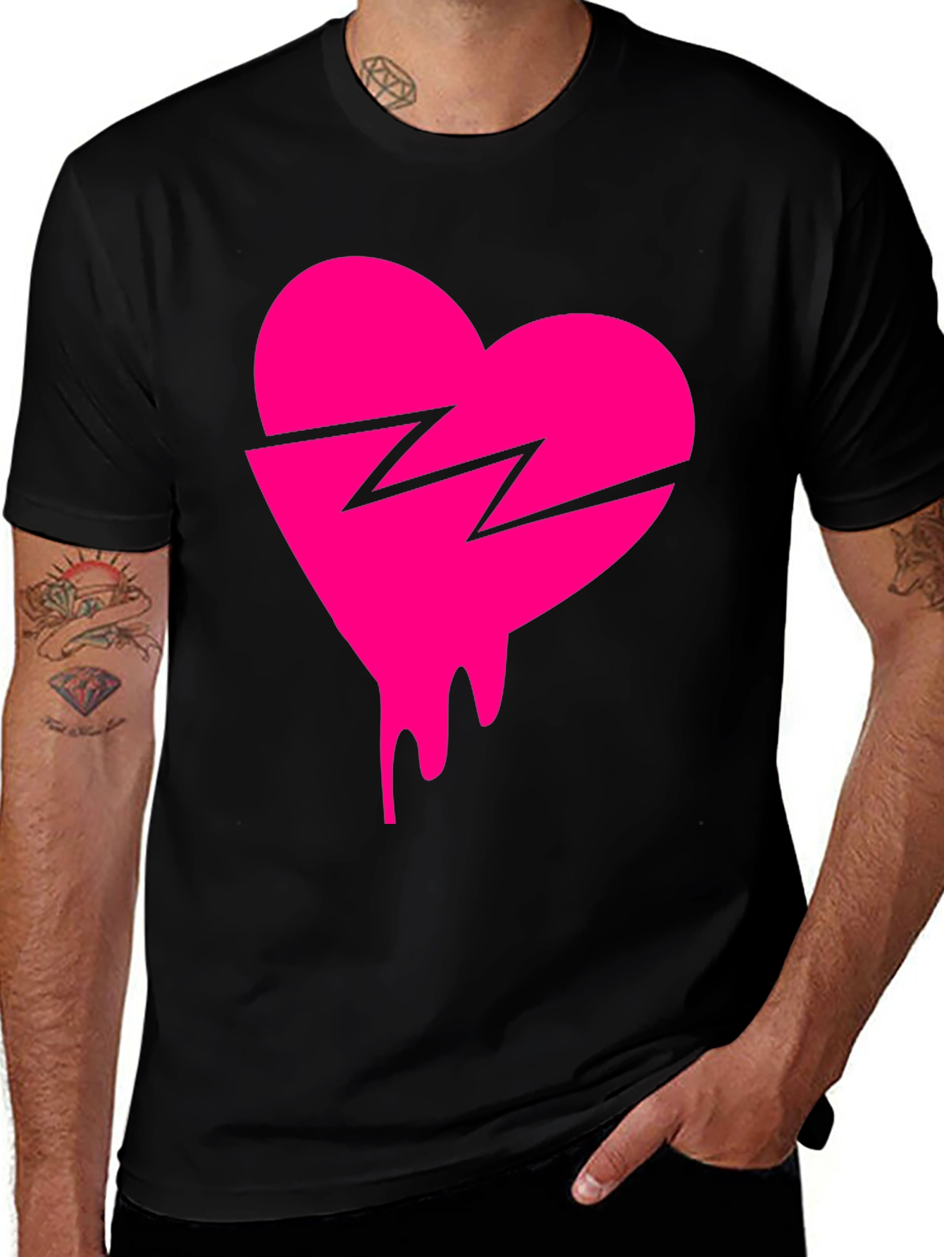 Broken Heart Drip Graphic Tee - Trendy Streetwear