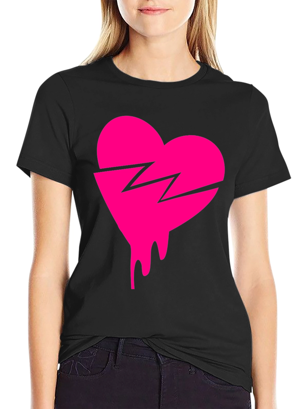 Broken Heart Drip Graphic Tee - Trendy Streetwear