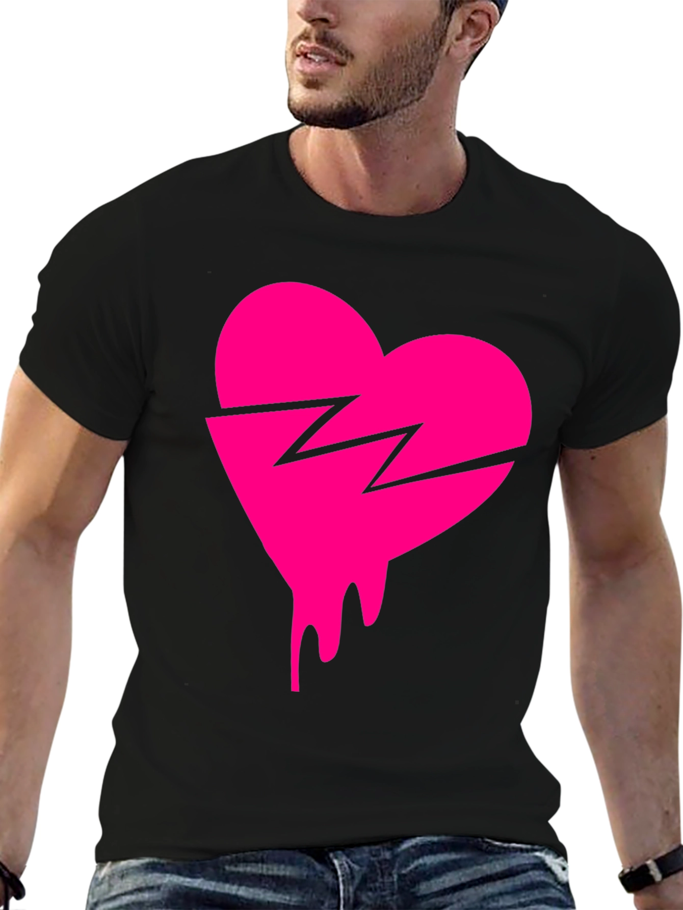Broken Heart Drip Graphic Tee - Trendy Streetwear