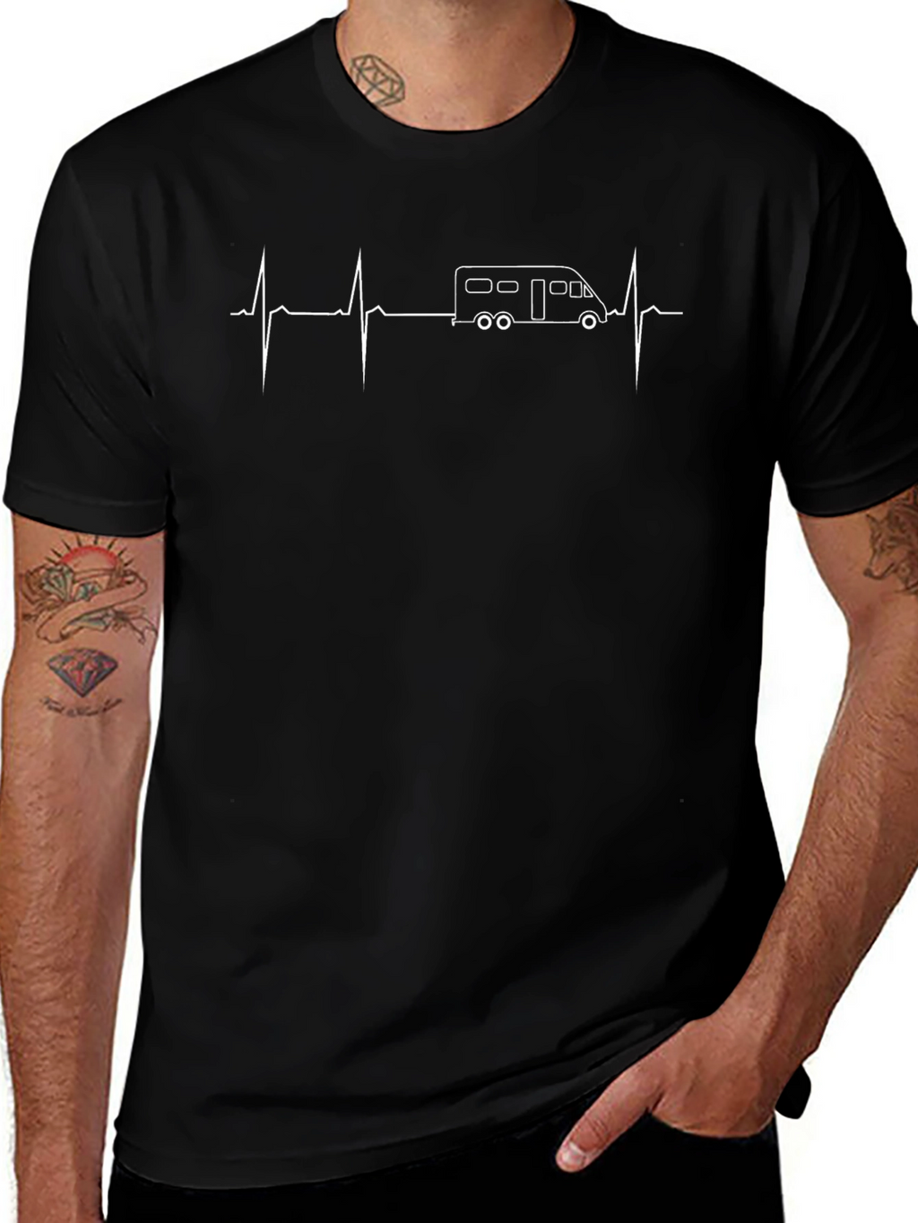 Camper Van Heartbeat T-Shirt - Adventure Awaits!
