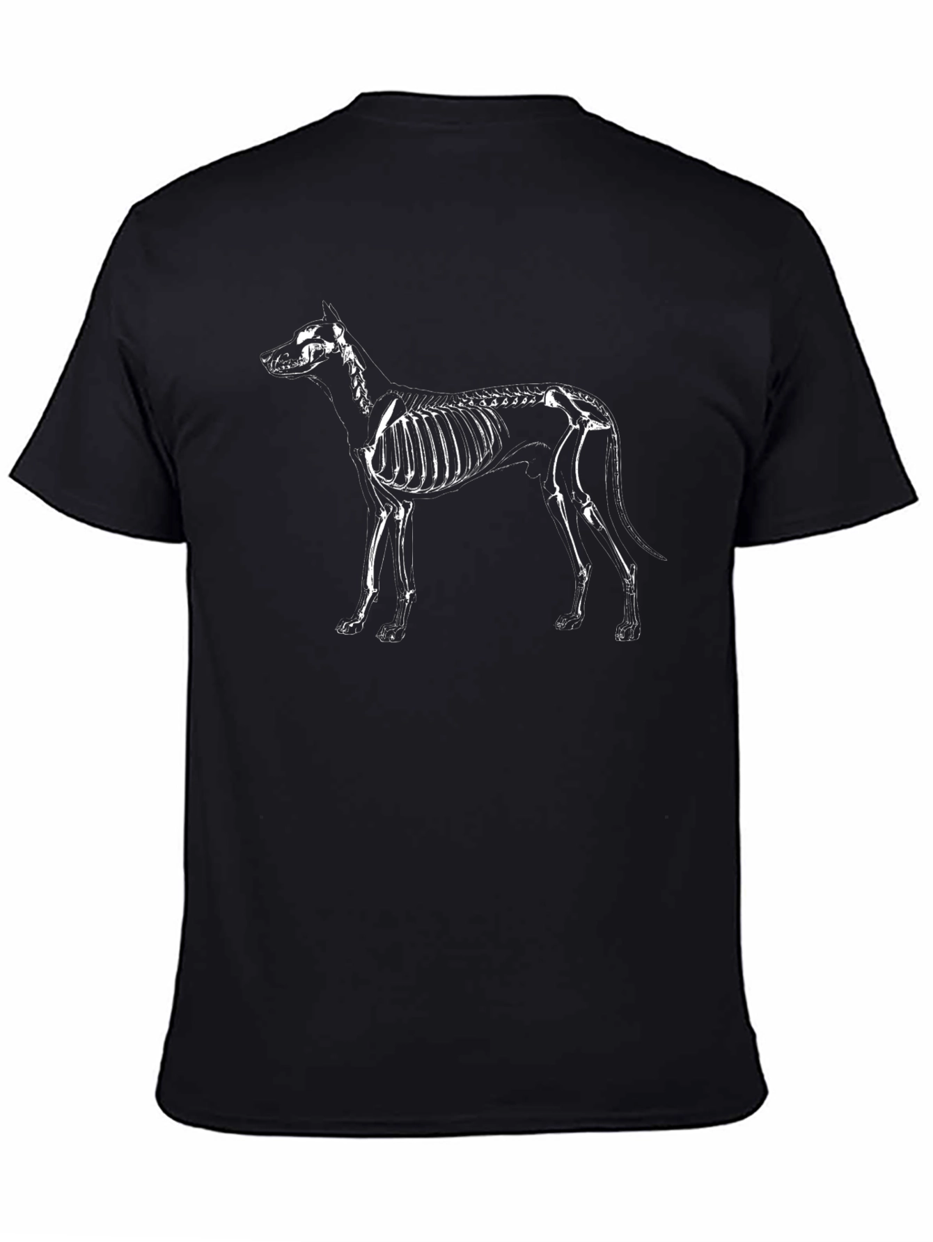 Dog Skeleton Graphic Tee - Black Cotton T-Shirt