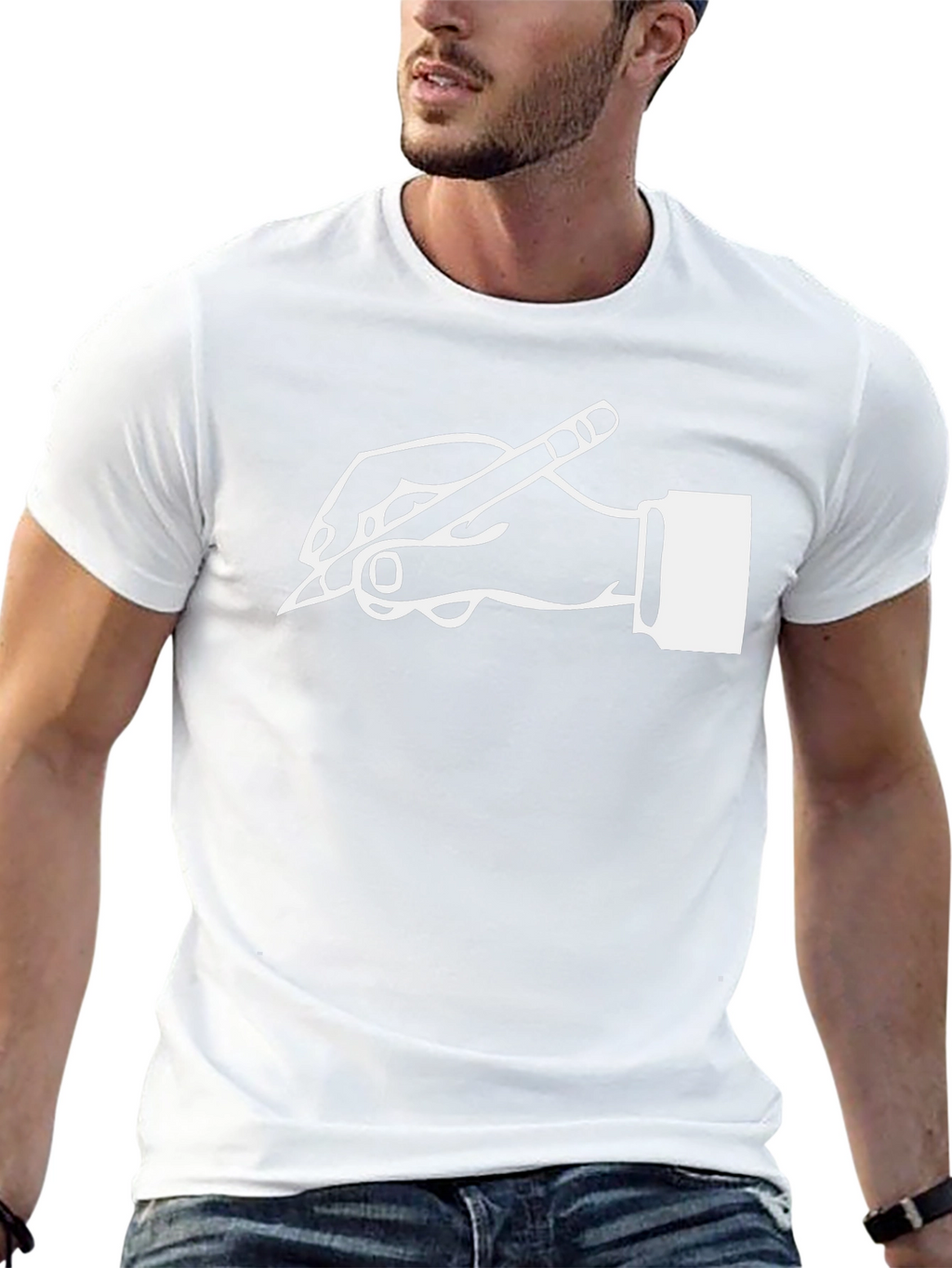 Creative Writer Graphic Tee - Hand Holding Pencil Design
