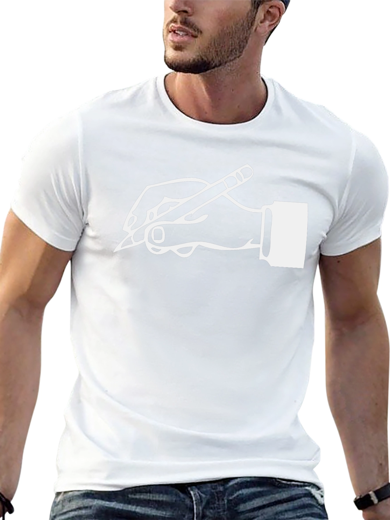 Creative Writer Graphic Tee - Hand Holding Pencil Design