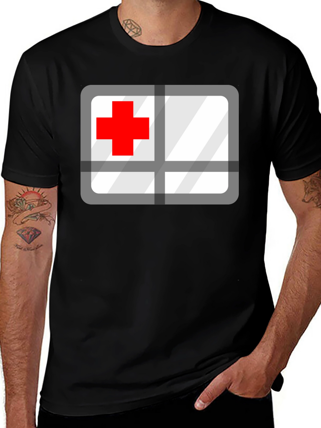 Red Cross Graphic T-Shirt - Medical Supporter Tee