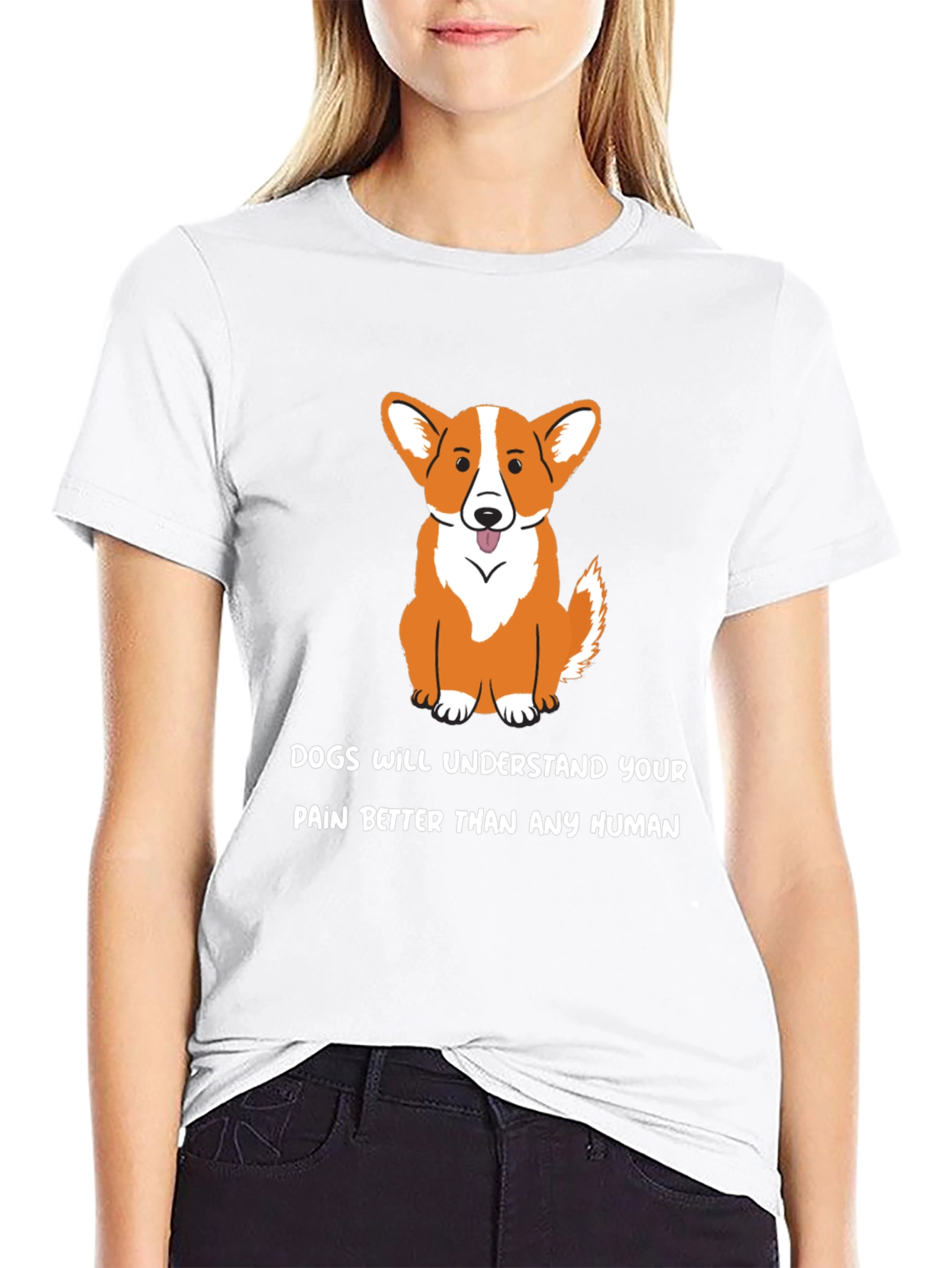 Dog Lover T-Shirt: Dogs Understand Your Pain - Black