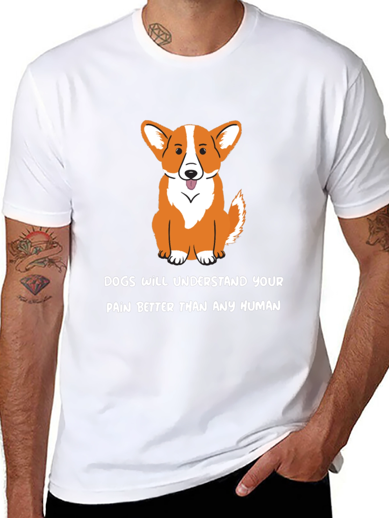 Dog Lover T-Shirt: Dogs Understand Your Pain - Black