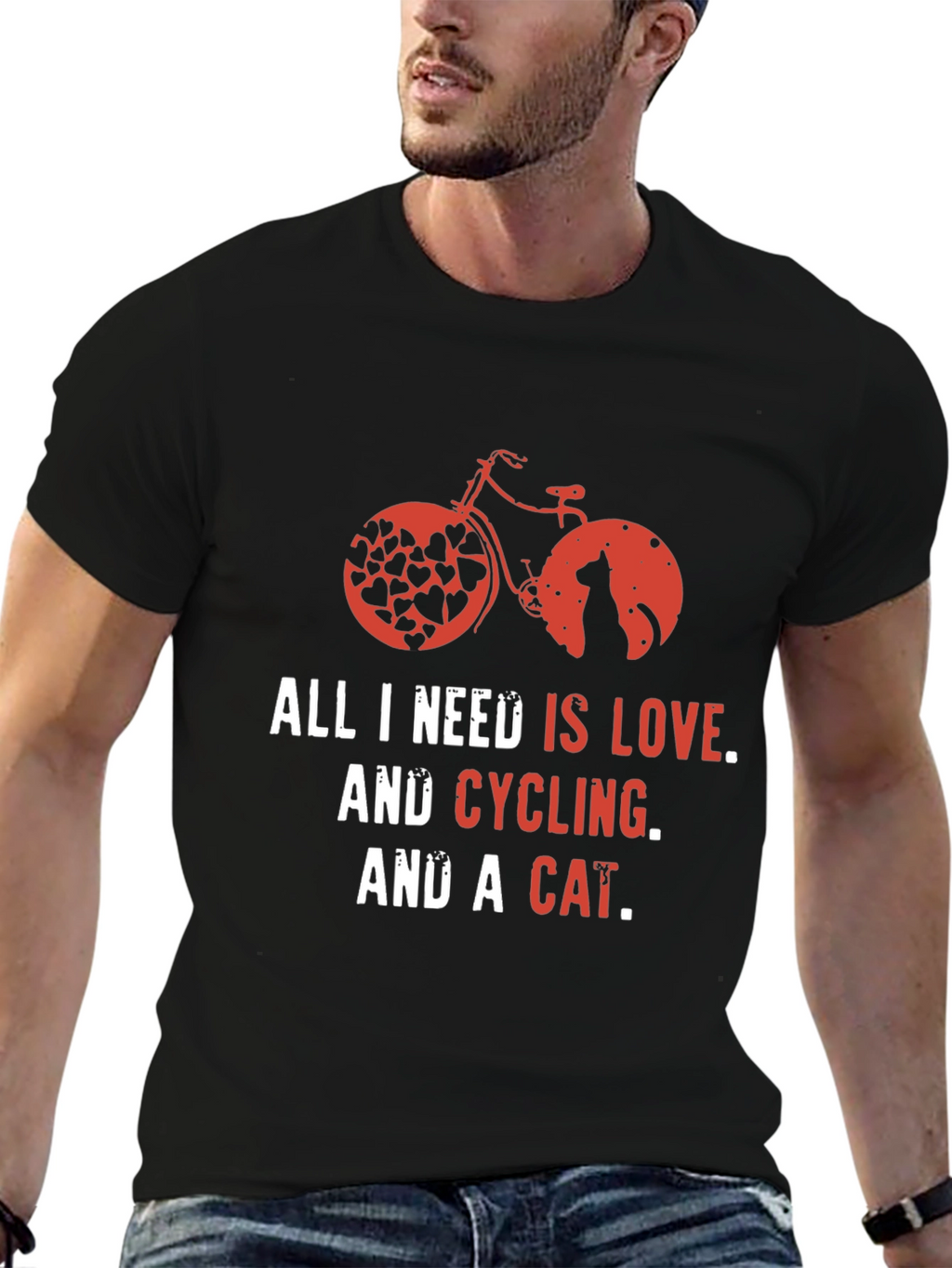 Love Cycling Cat T-Shirt -  Unisex Graphic Tee