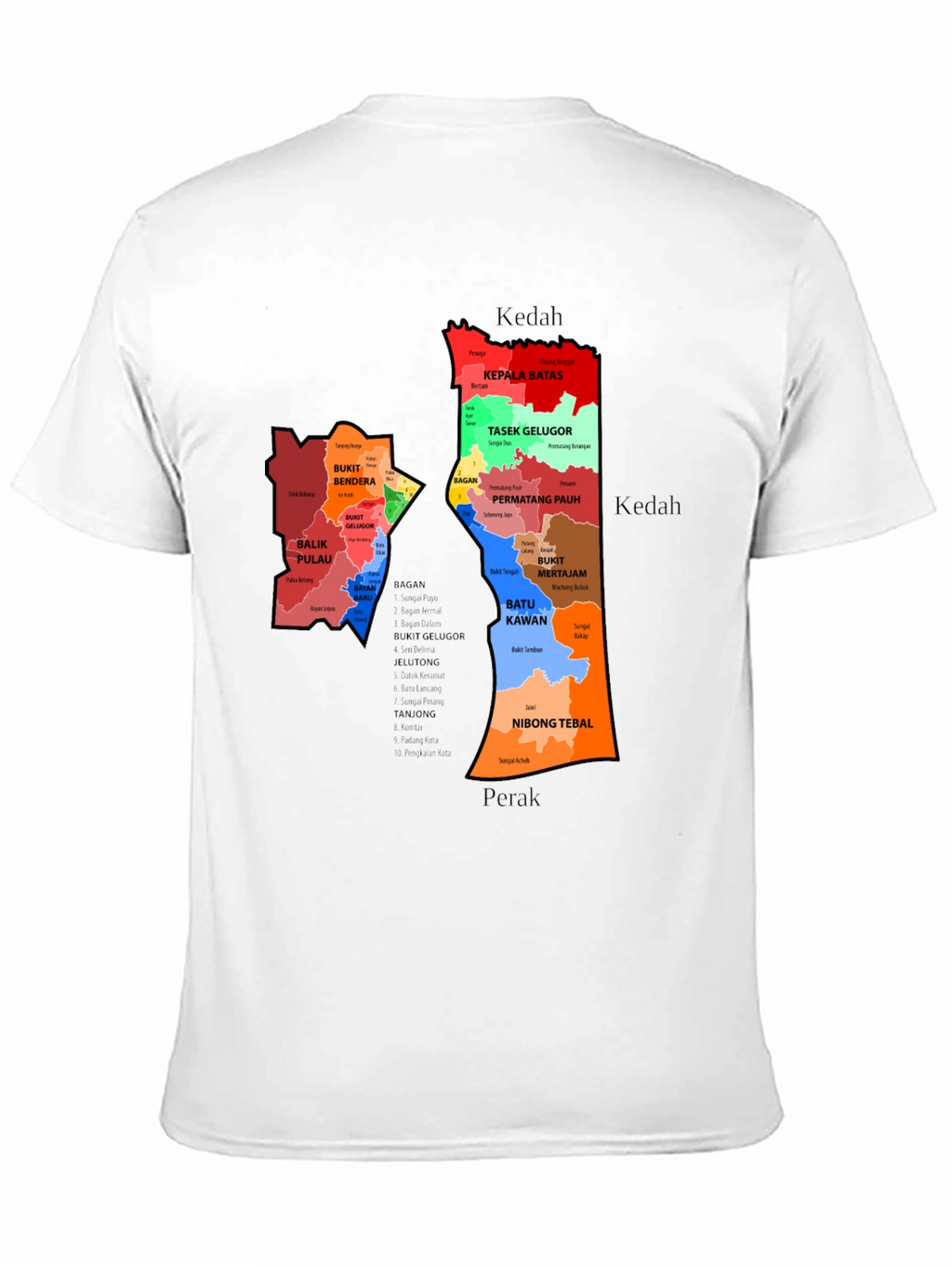 Penang State Map T-Shirt - Malaysia Geography Tee