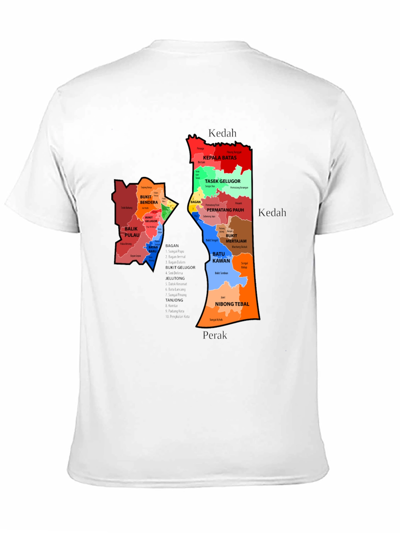 Penang State Map T-Shirt - Malaysia Geography Tee