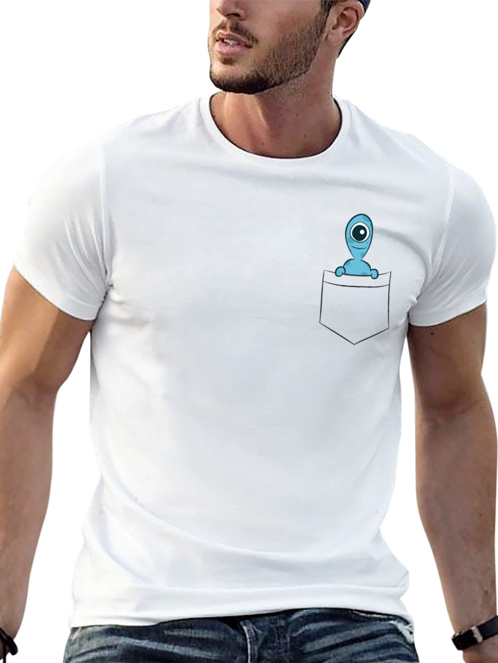 Pocket Alien Graphic Tee - Soft Cotton Blend