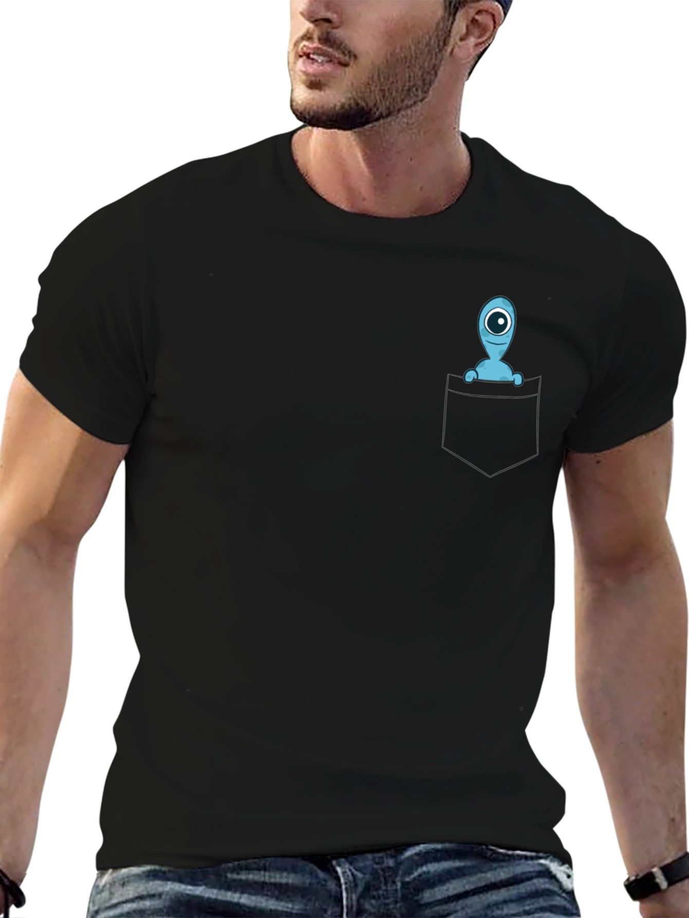 Pocket Alien Graphic Tee - Soft Cotton Blend