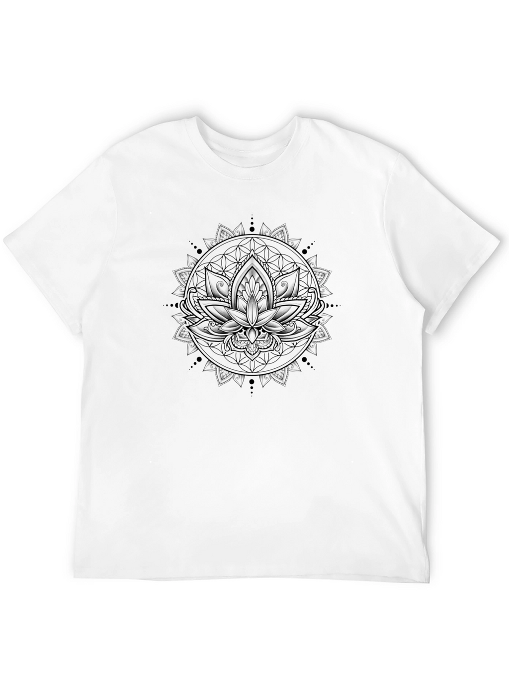Lotus Mandala Graphic Tee - Soft Black Cotton T-Shirt