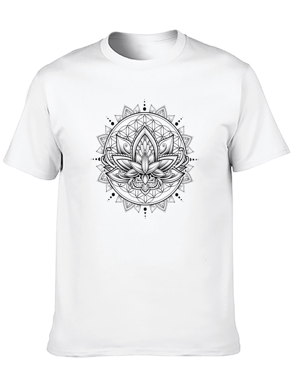 Lotus Mandala Graphic Tee - Soft Black Cotton T-Shirt