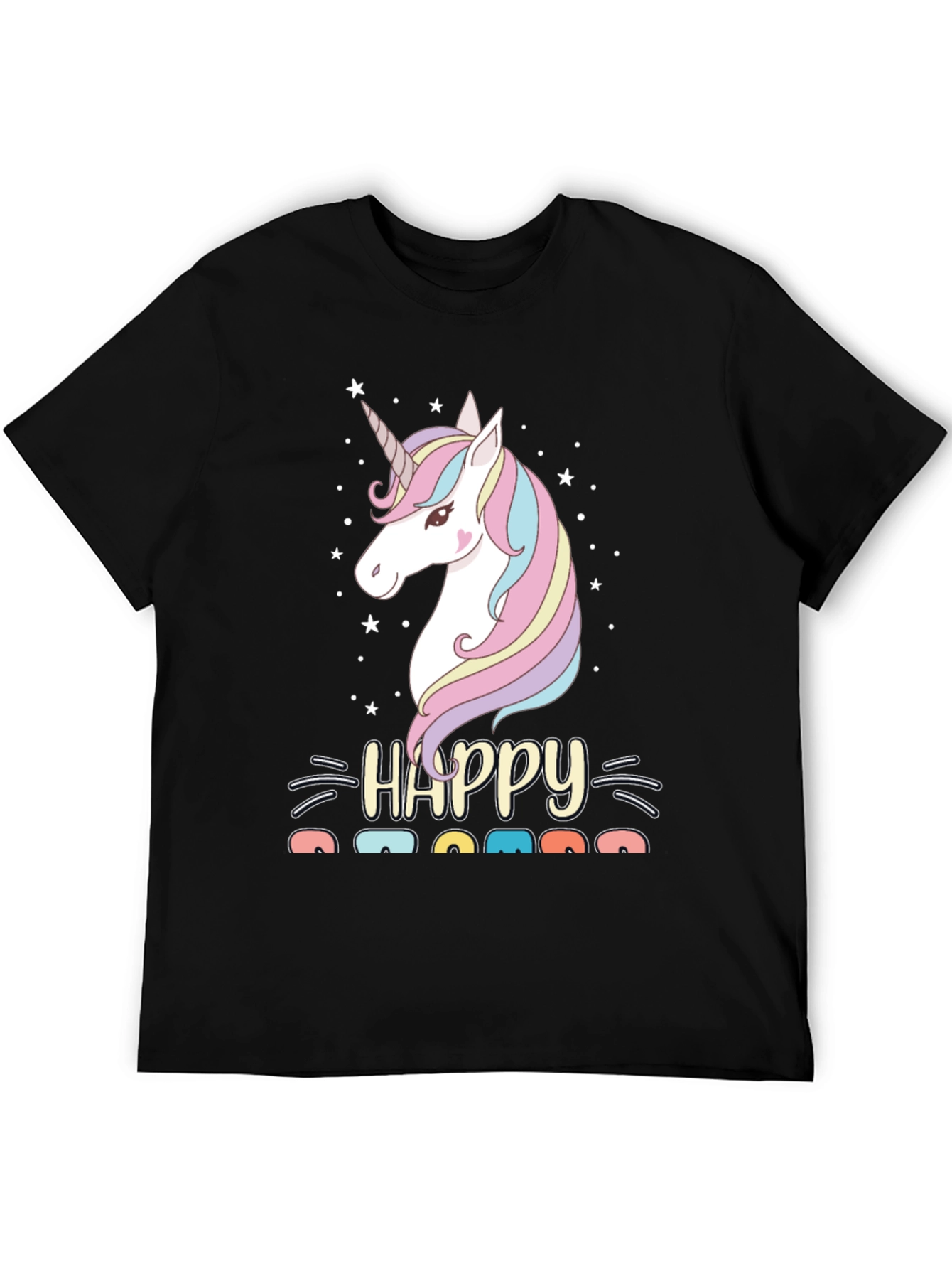 Happy Mama Unicorn Graphic Tee - Black