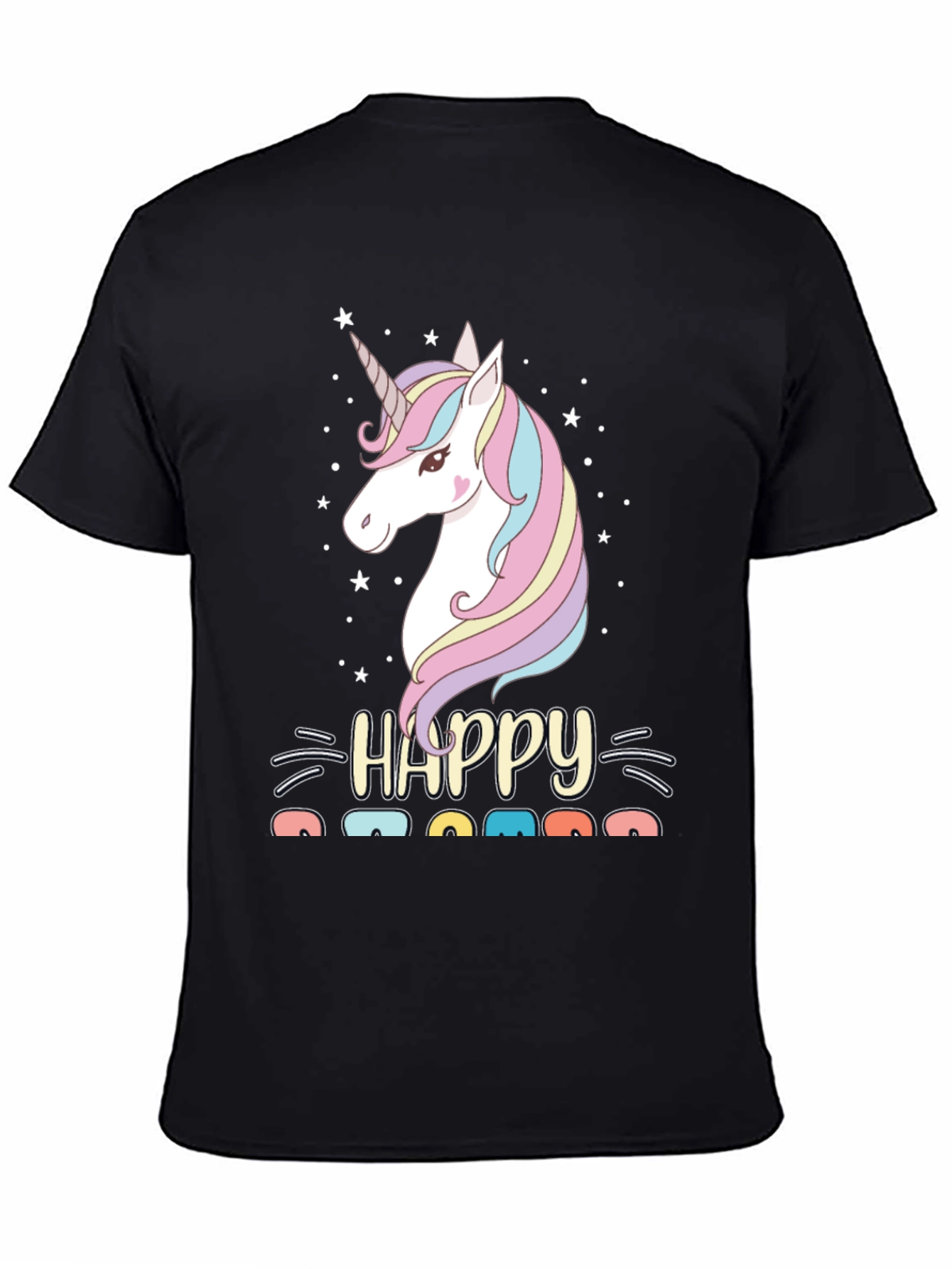 Happy Mama Unicorn Graphic Tee - Black