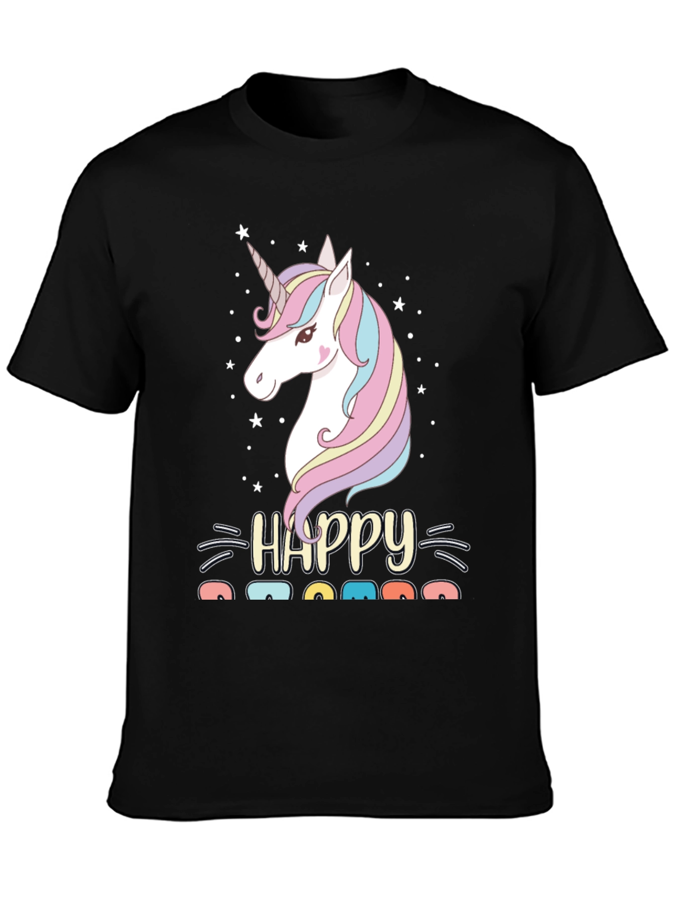 Happy Mama Unicorn Graphic Tee - Black