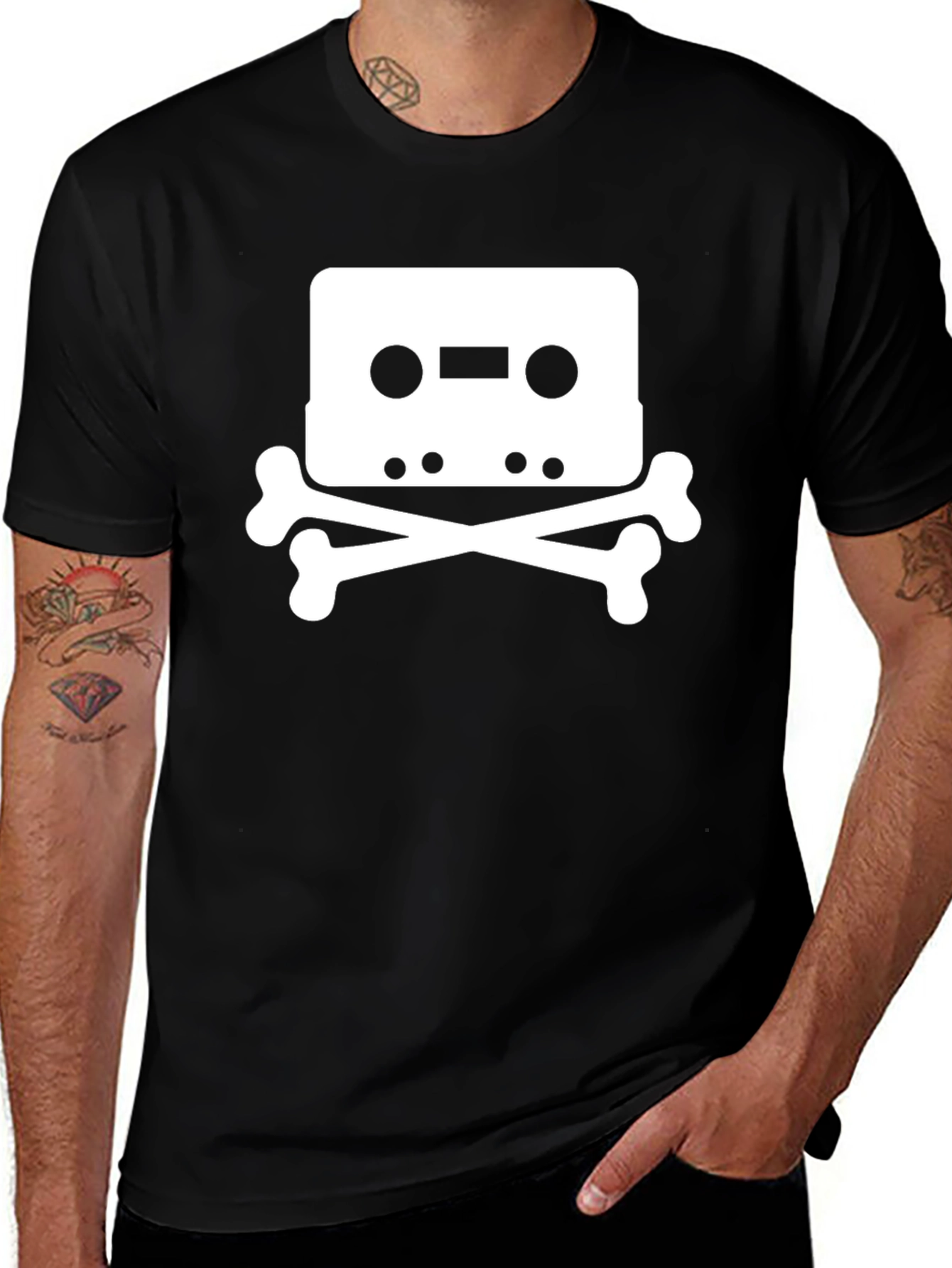 Cassette Tape Skull T-Shirt - Black Graphic Tee