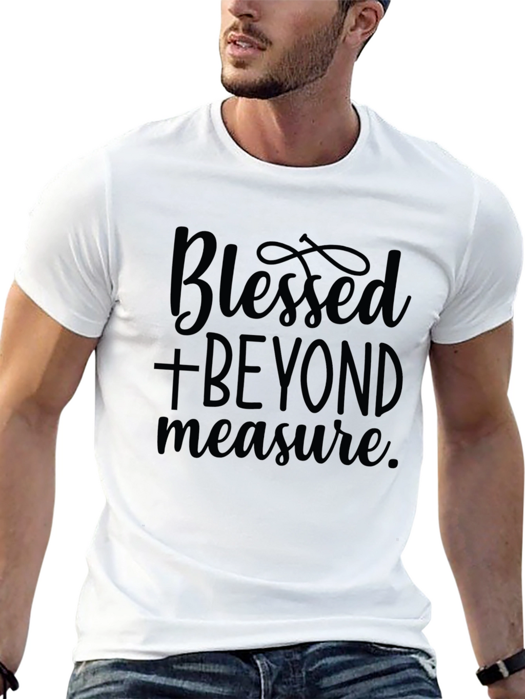 Blessed Beyond Measure Black Graphic Tee for Men