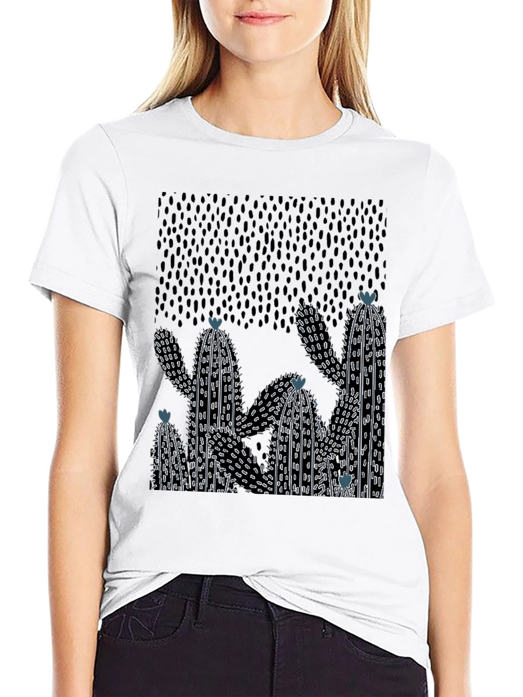 Cactus Graphic Print Crew Neck T-Shirt