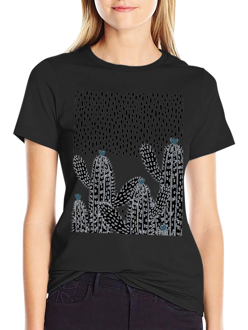 Cactus Graphic Print Crew Neck T-Shirt