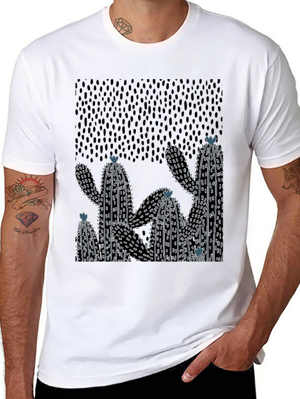 Cactus Graphic Print Crew Neck T-Shirt