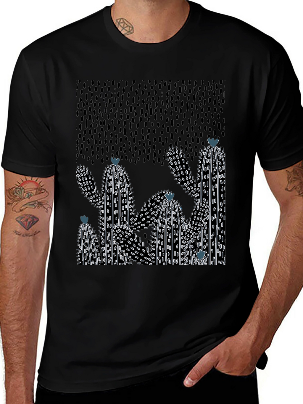 Cactus Graphic Print Crew Neck T-Shirt