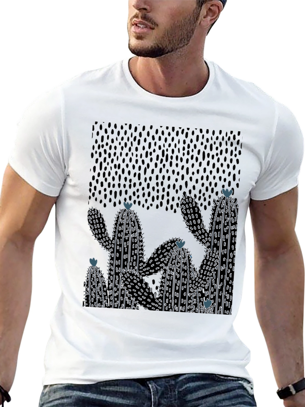 Cactus Graphic Print Crew Neck T-Shirt