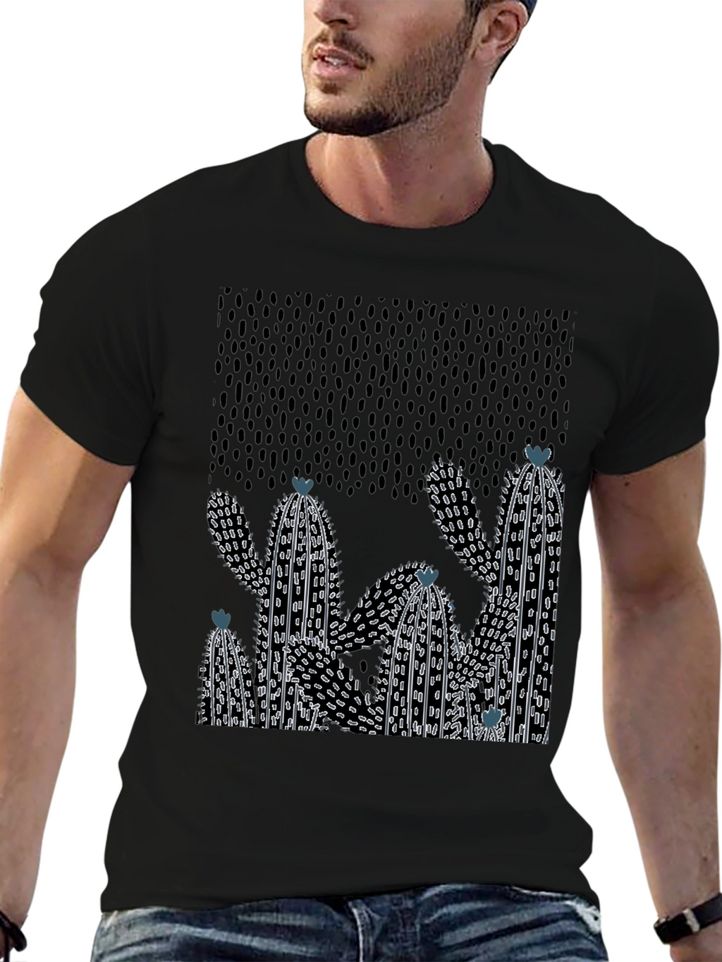 Cactus Graphic Print Crew Neck T-Shirt