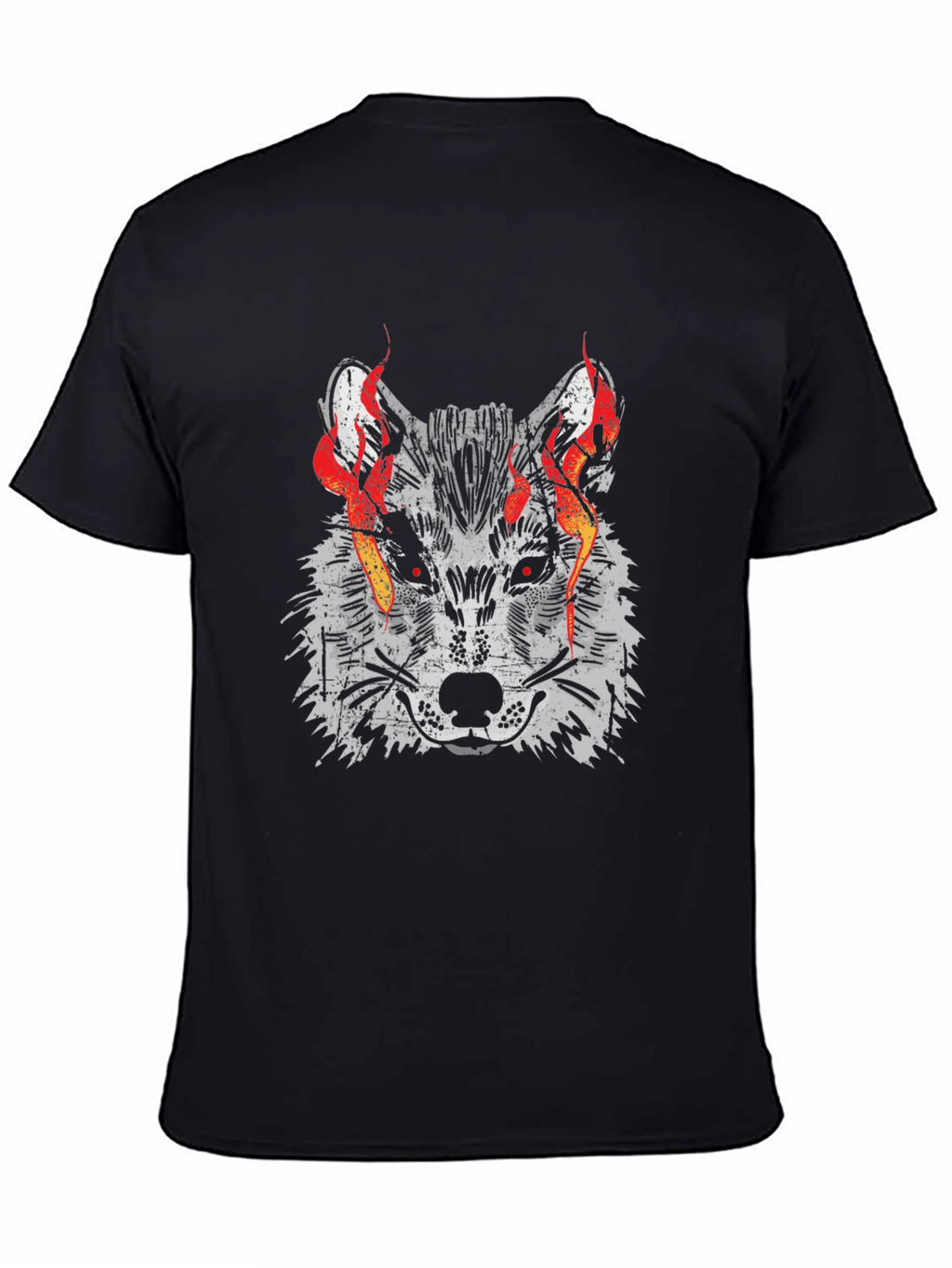 Fiery Wolf Graphic Tee - Mens Black T-Shirt