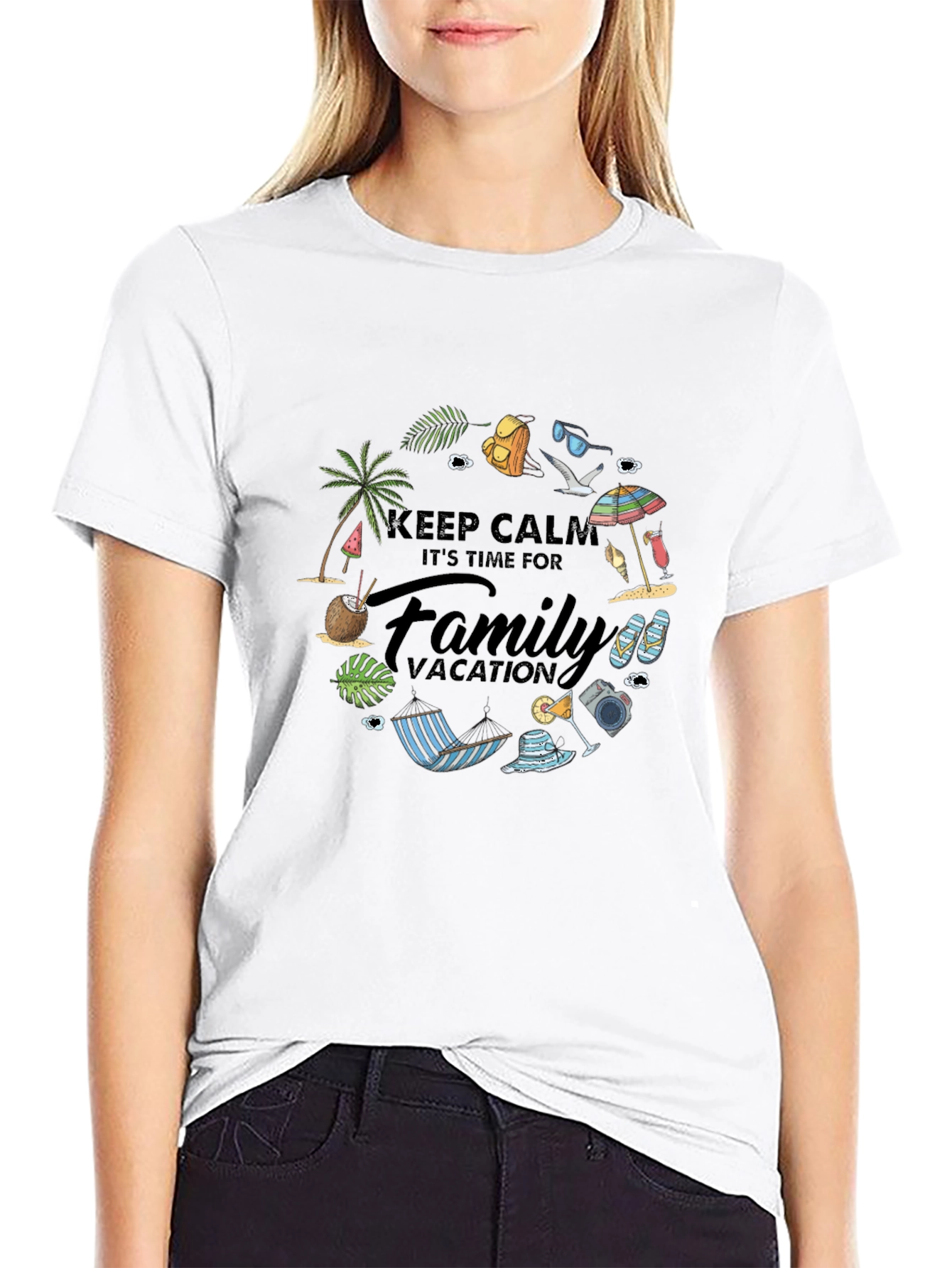 Family Vacation Graphic Tee - Black